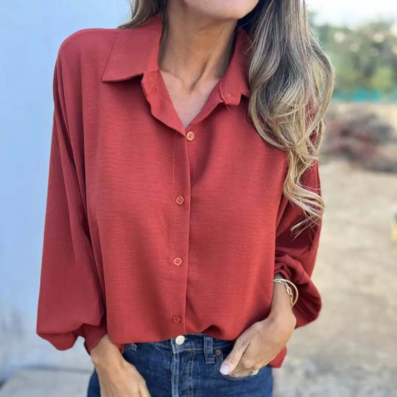 🔥HOT SALE 50% OFF💕Women's Elegant Solid Color Button-Up Shirt-1